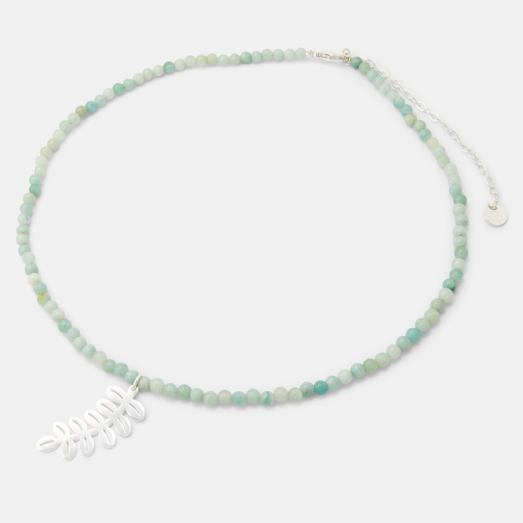 Silver Dollar Leaves on Amazonite Beaded Necklace - Simone Walsh Jewellery Australia