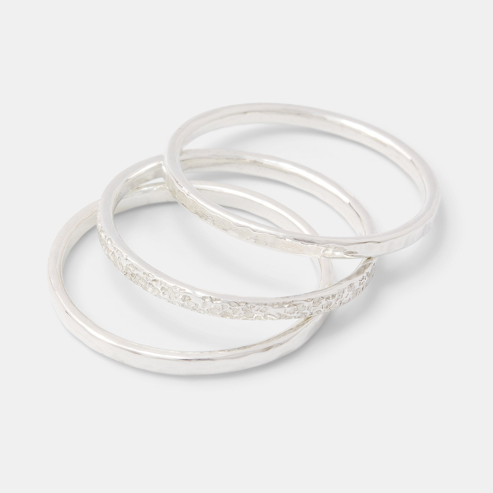 Silver stacking rings set - Simone Walsh Jewellery Australia