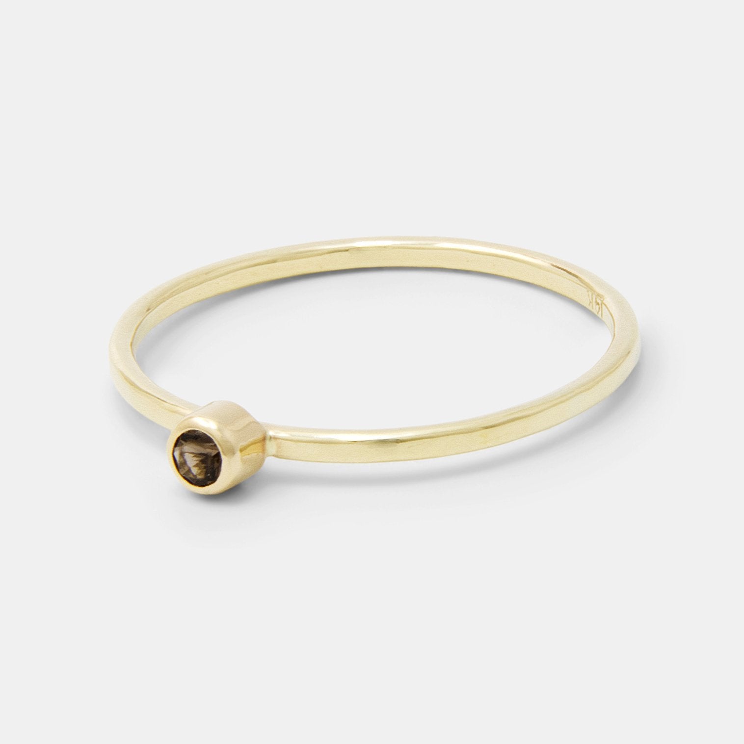 Smoky quartz & solid gold stacking ring - Simone Walsh Jewellery Australia