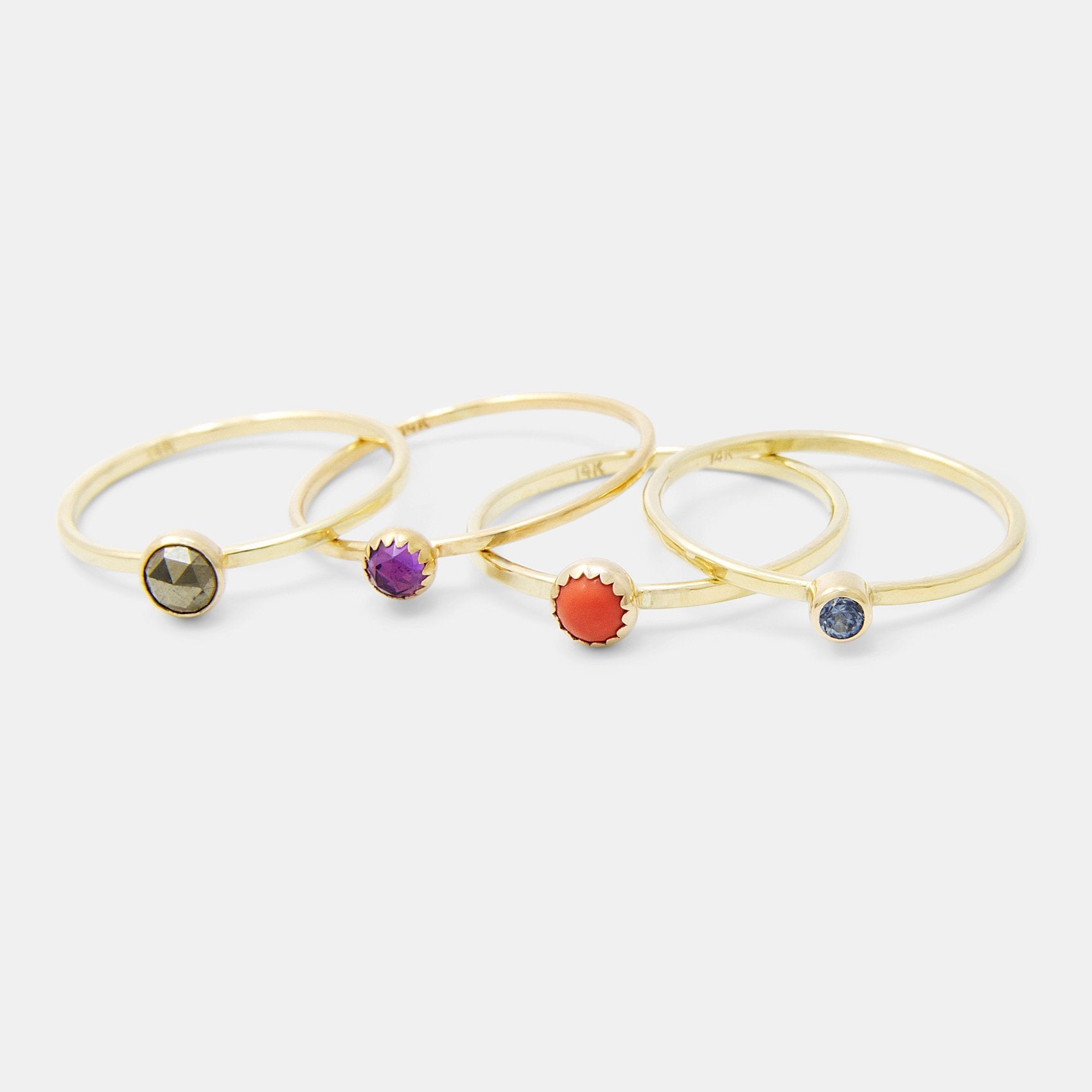 Smoky quartz & solid gold stacking ring - Simone Walsh Jewellery Australia