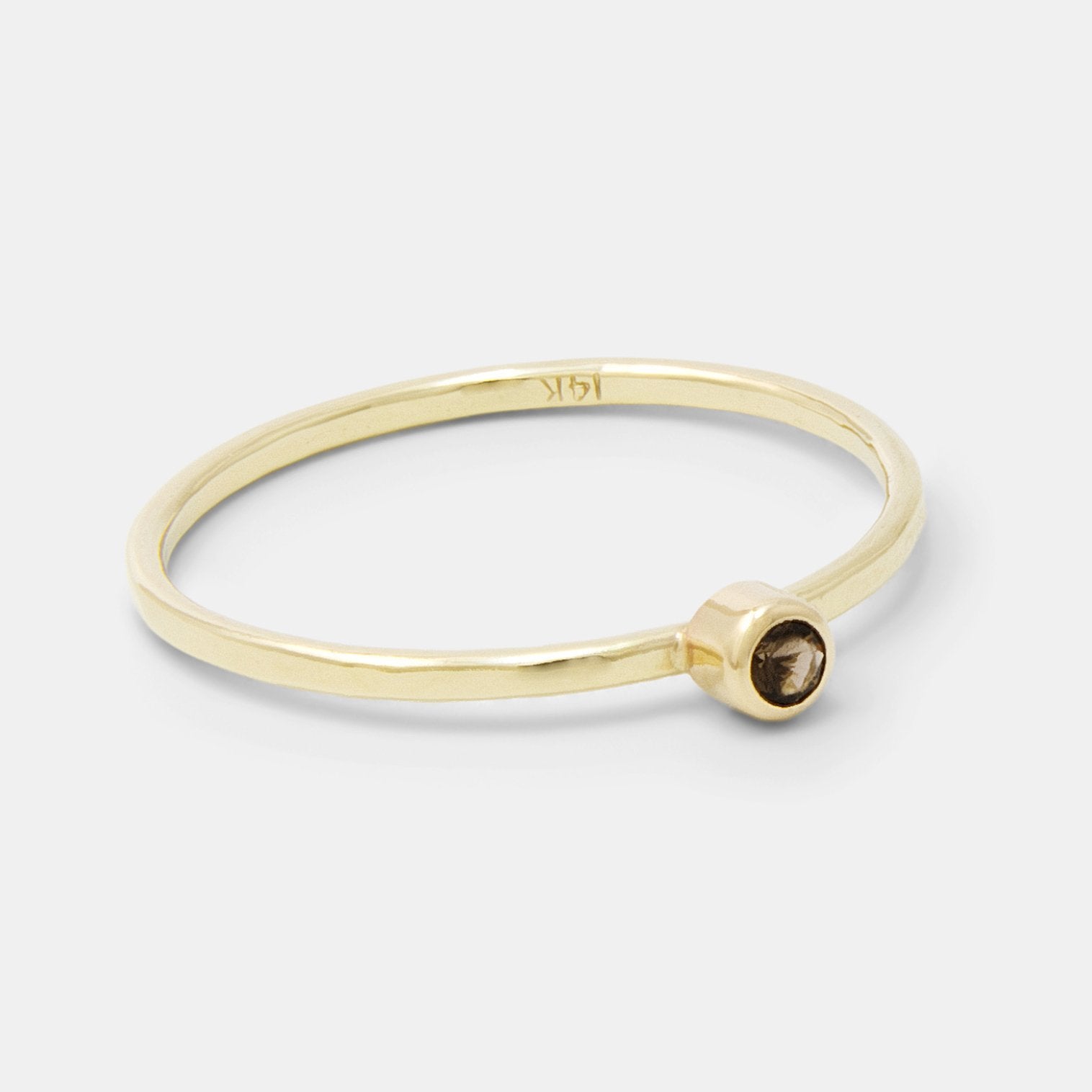 Smoky quartz & solid gold stacking ring - Simone Walsh Jewellery Australia