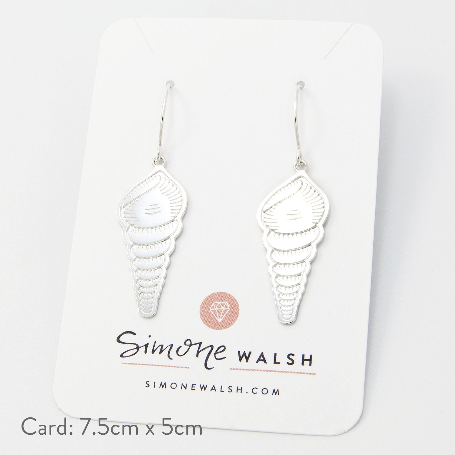 Spiral shell silver dangle earrings - Simone Walsh Jewellery Australia