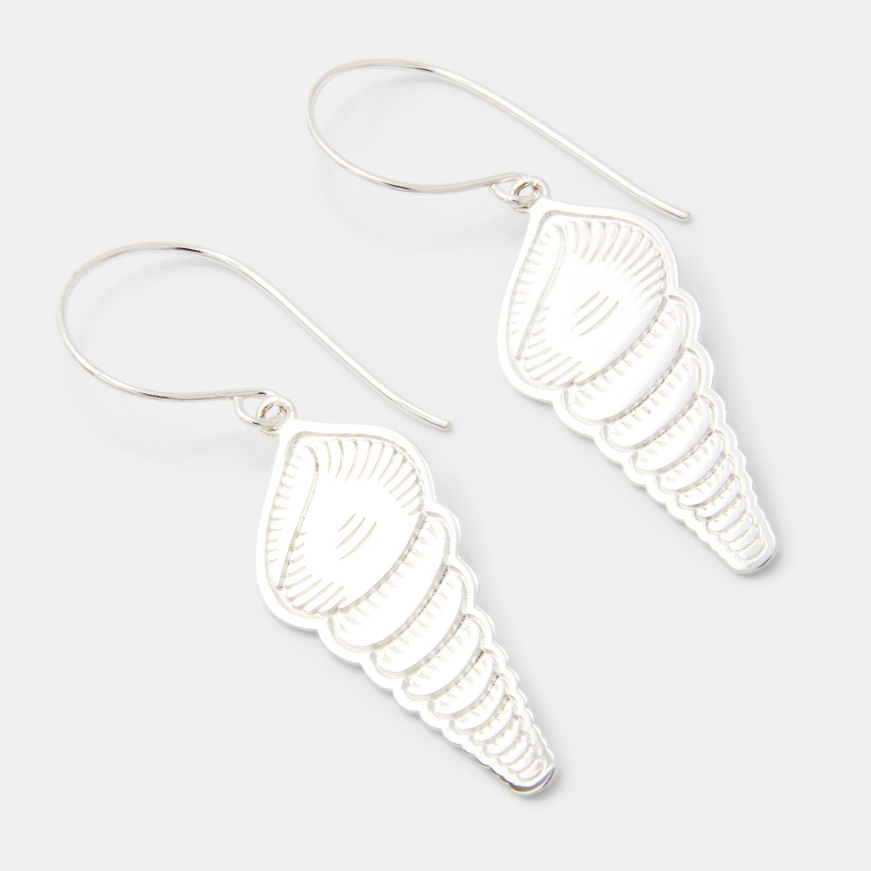 Spiral shell silver dangle earrings - Simone Walsh Jewellery Australia