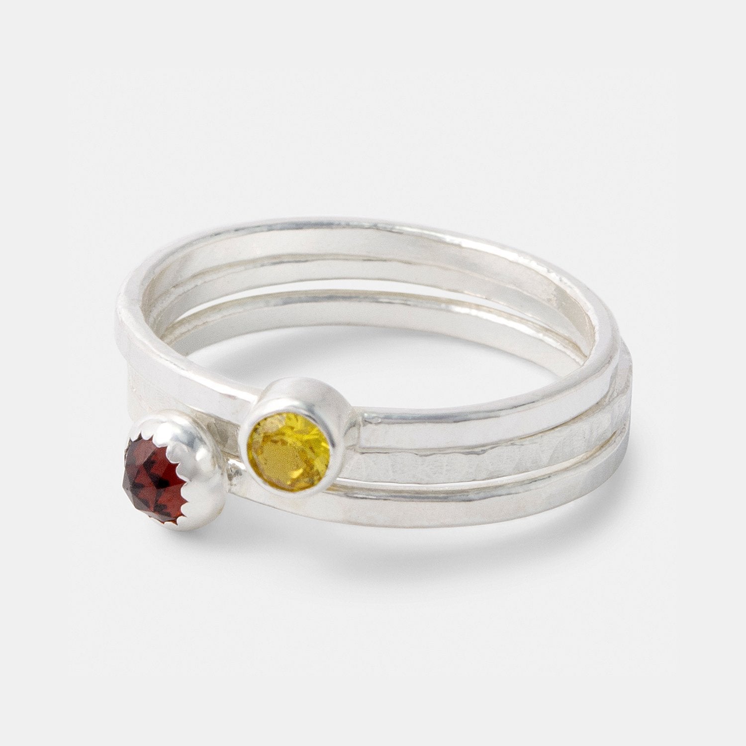 Stacking rings set: garnet & topaz - Simone Walsh Jewellery Australia