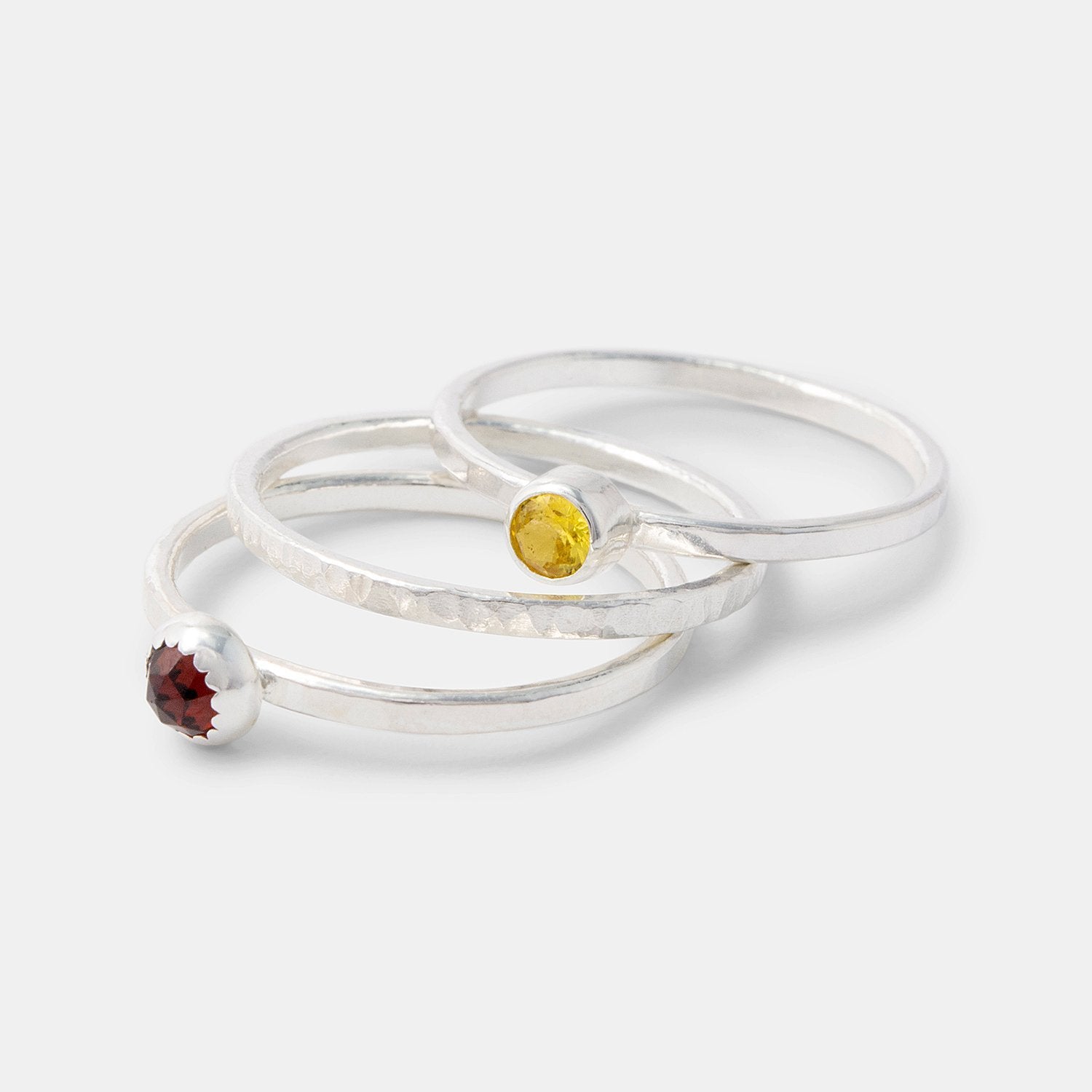 Stacking rings set: garnet & topaz - Simone Walsh Jewellery Australia