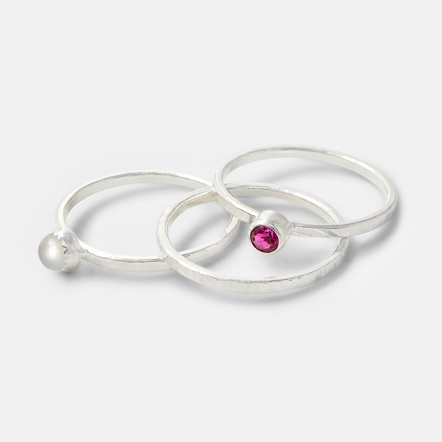 Stacking rings set: ruby & moonstone - Simone Walsh Jewellery Australia