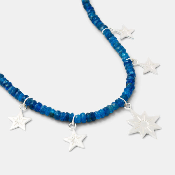 Beaded necklace Australia: beaded apatite and stars statement necklace