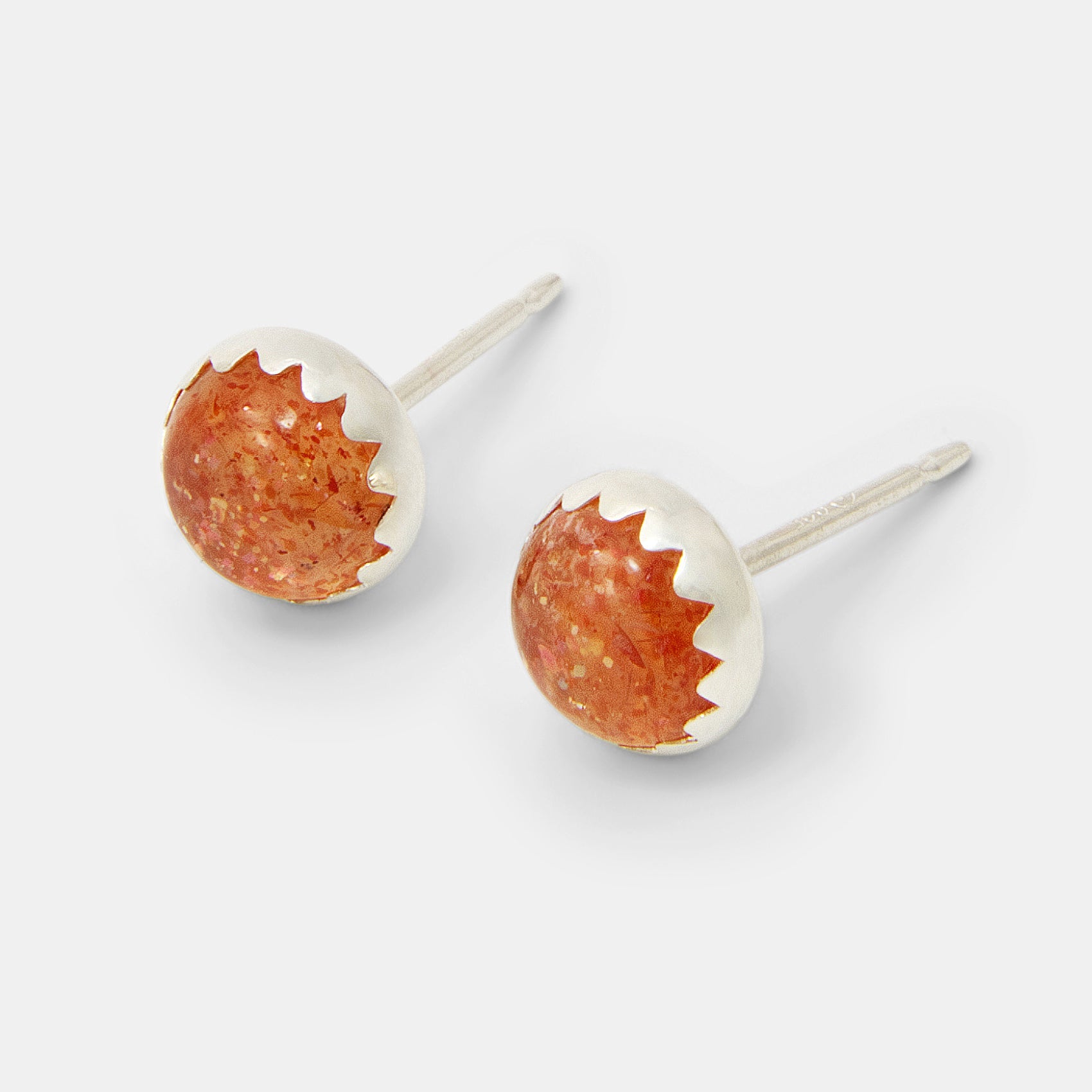 Sunstone Silver Stud Earrings - Simone Walsh Jewellery Australia