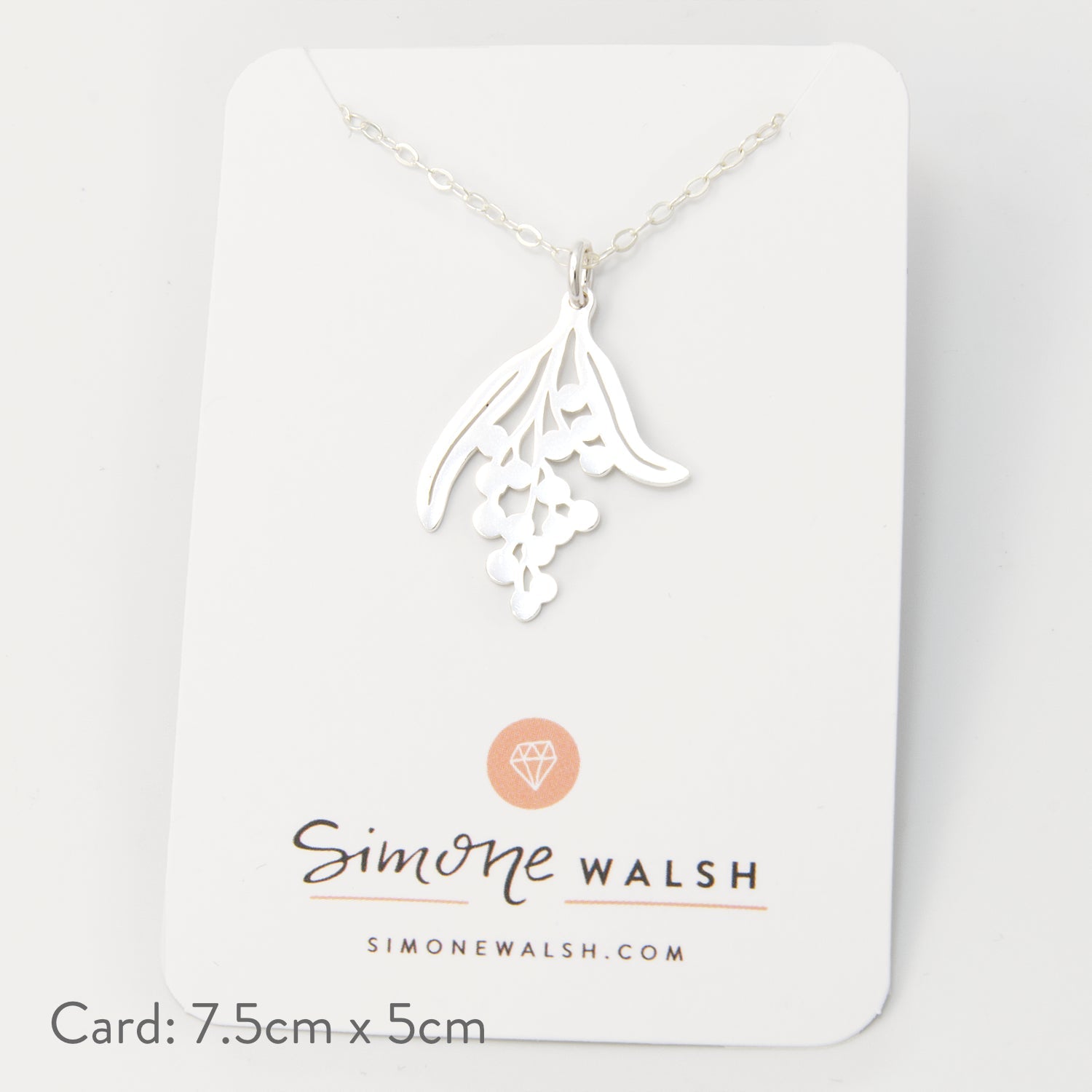 Wattle Branch Silver Pendant Necklace - Simone Walsh Jewellery Australia