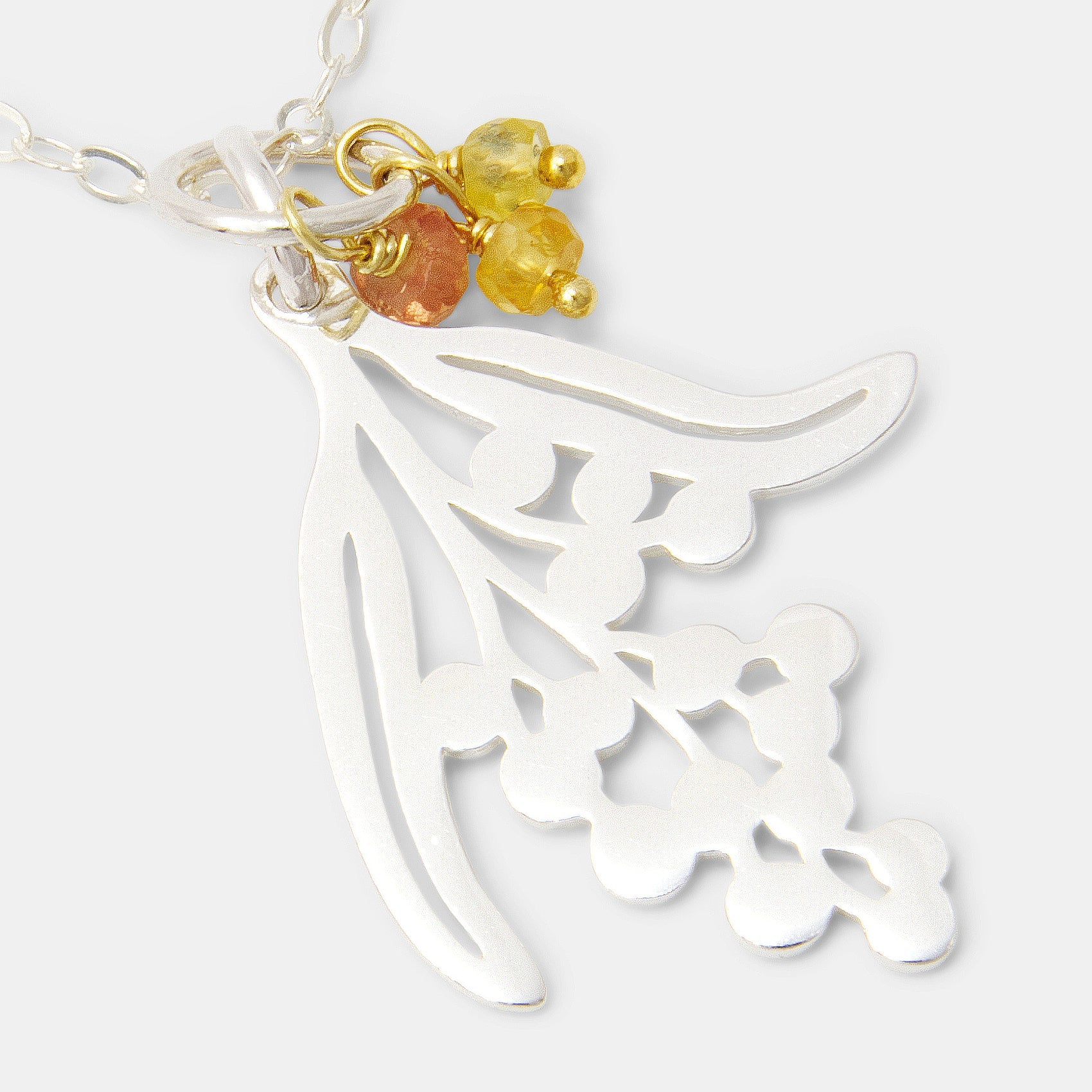 Wattle Branch & Yellow Sapphires Necklace - Simone Walsh Jewellery Australia