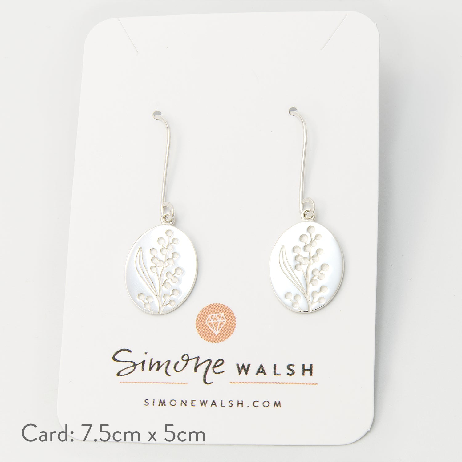 Wattle Oval Silver Drop Earrings - Simone Walsh Jewellery Australia