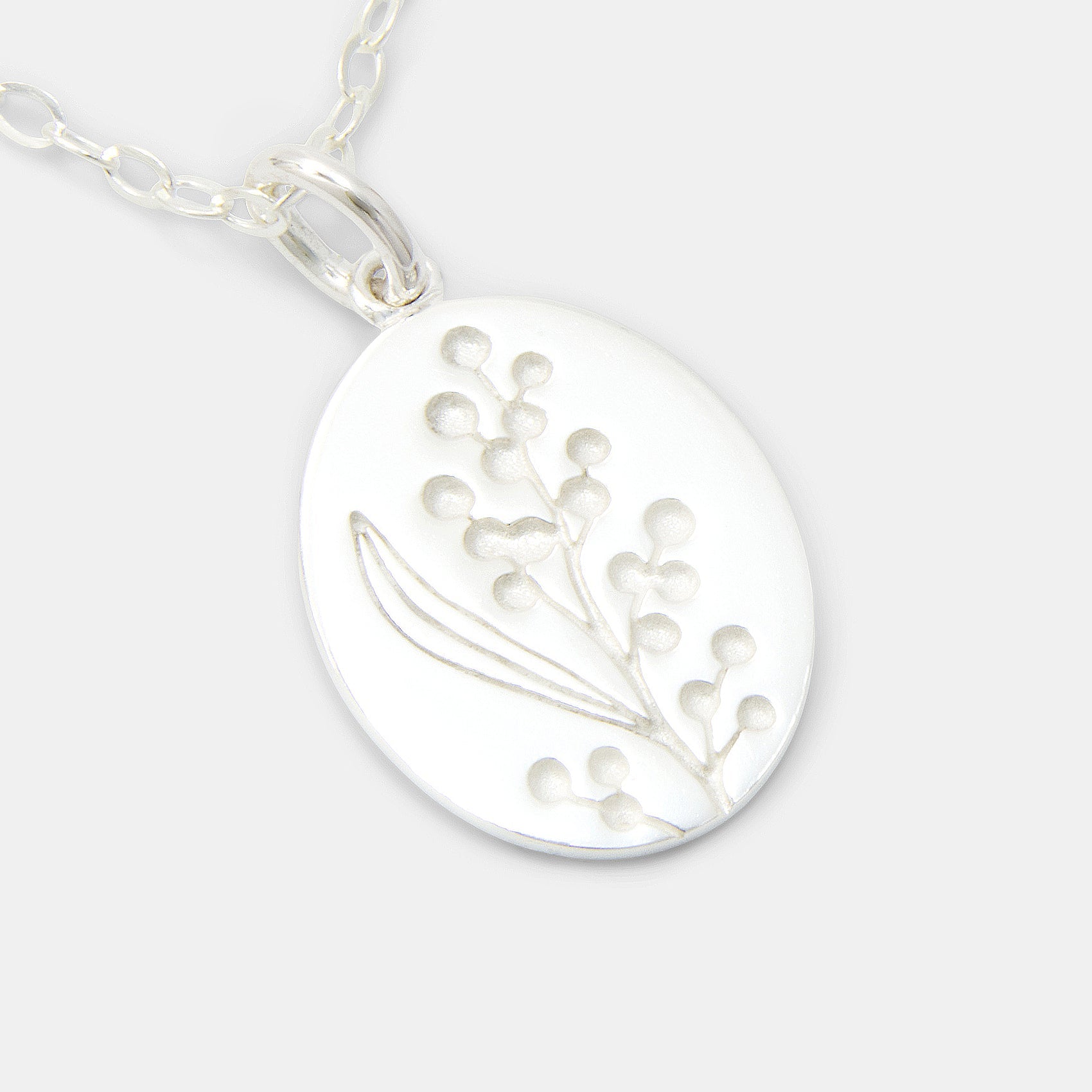 Wattle Oval Silver Pendant Necklace - Simone Walsh Jewellery Australia