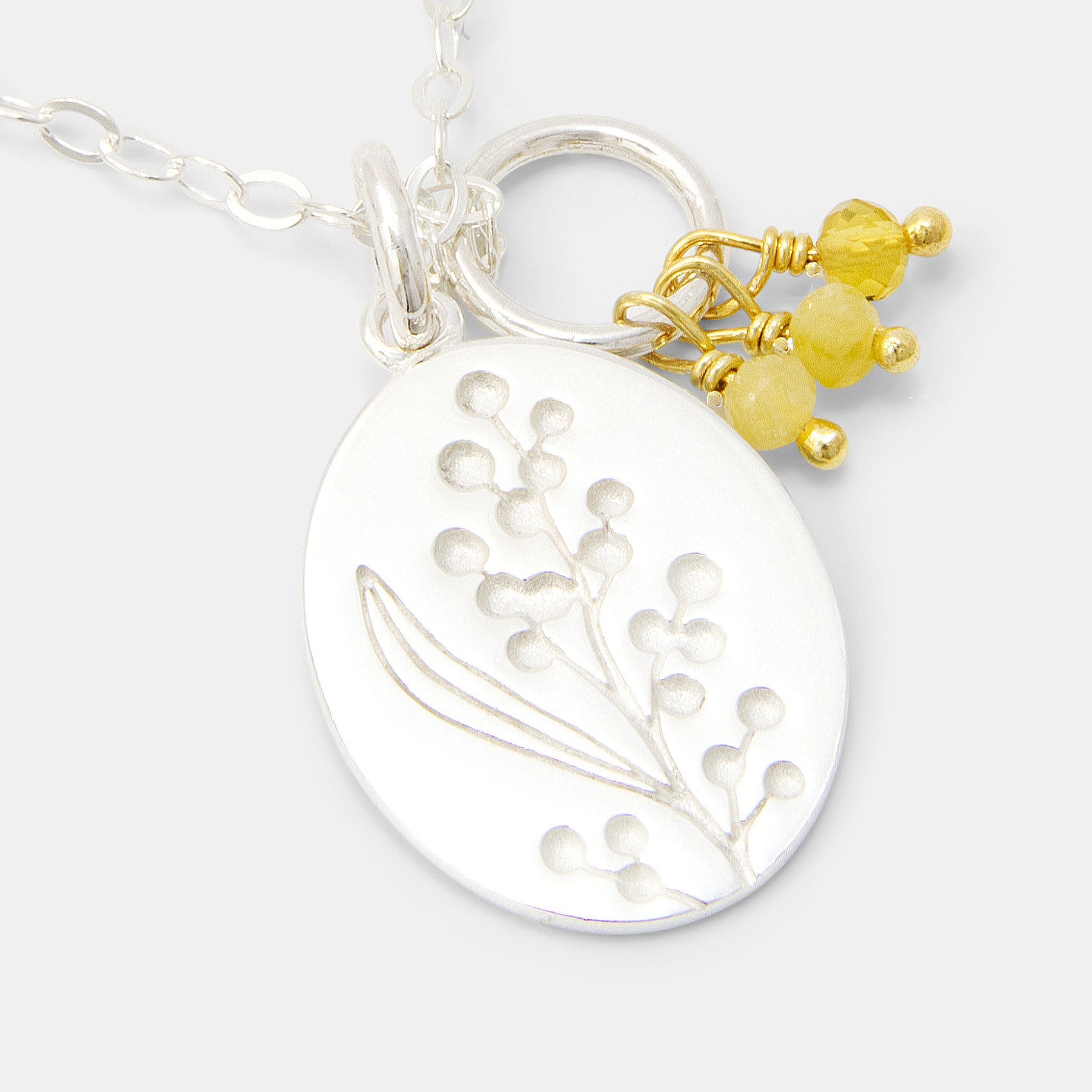 Wattle Oval & Yellow Opals Pendant Necklace - Simone Walsh Jewellery Australia