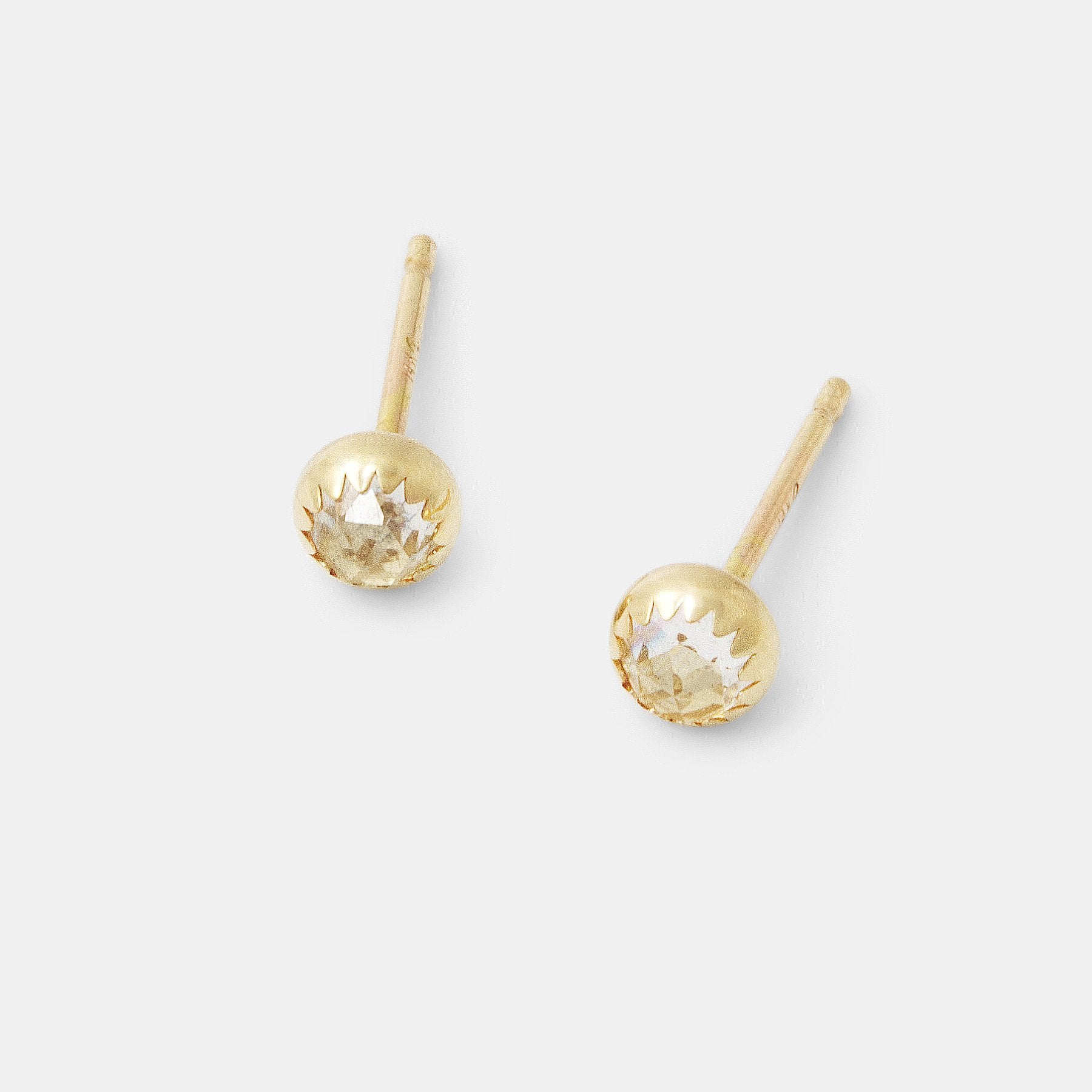 White topaz & gold stud earrings - Simone Walsh Jewellery Australia